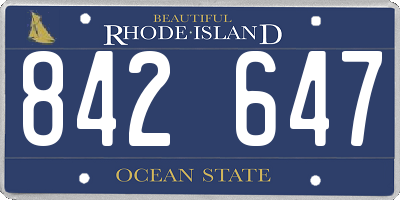 RI license plate 842647