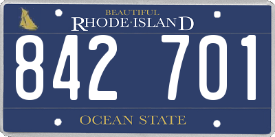 RI license plate 842701