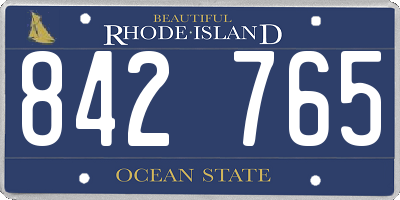 RI license plate 842765