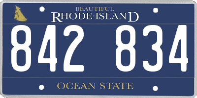 RI license plate 842834