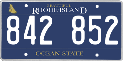 RI license plate 842852