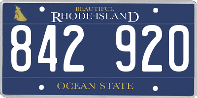 RI license plate 842920