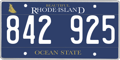 RI license plate 842925