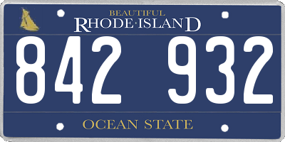 RI license plate 842932