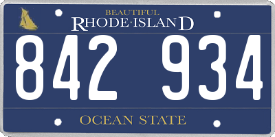 RI license plate 842934