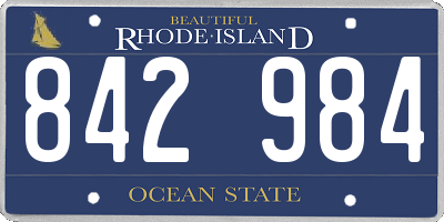 RI license plate 842984