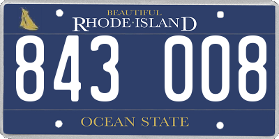 RI license plate 843008