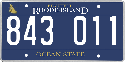 RI license plate 843011