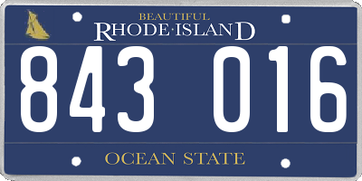 RI license plate 843016