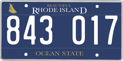RI license plate 843017