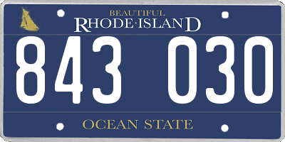 RI license plate 843030