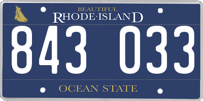 RI license plate 843033