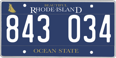 RI license plate 843034