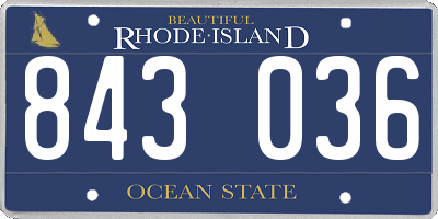 RI license plate 843036