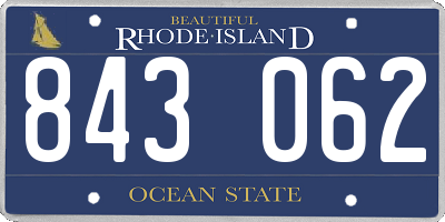 RI license plate 843062