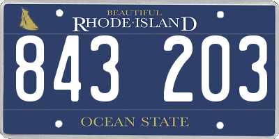 RI license plate 843203