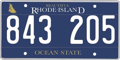 RI license plate 843205