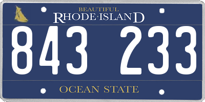 RI license plate 843233