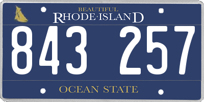 RI license plate 843257
