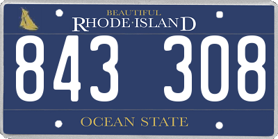 RI license plate 843308