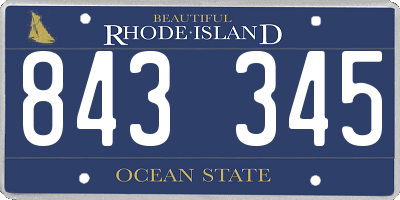 RI license plate 843345