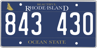 RI license plate 843430