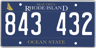 RI license plate 843432