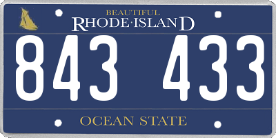 RI license plate 843433