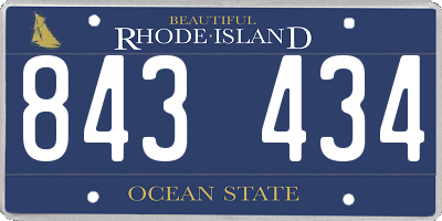 RI license plate 843434