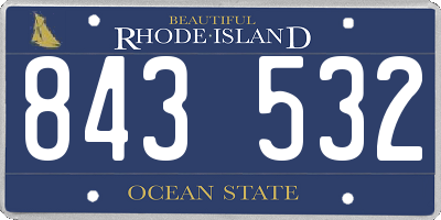 RI license plate 843532