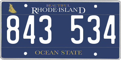 RI license plate 843534