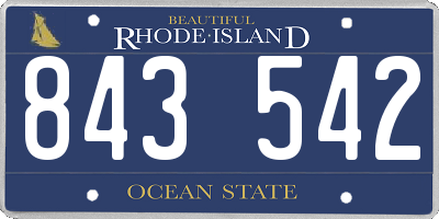 RI license plate 843542
