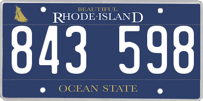 RI license plate 843598