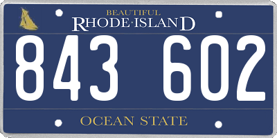 RI license plate 843602