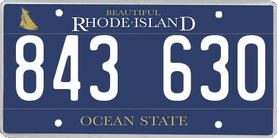 RI license plate 843630