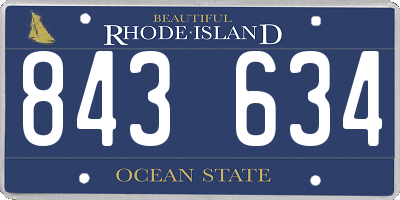 RI license plate 843634