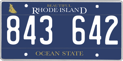 RI license plate 843642