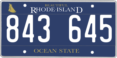 RI license plate 843645