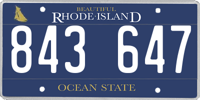 RI license plate 843647