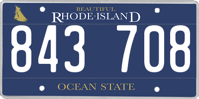 RI license plate 843708