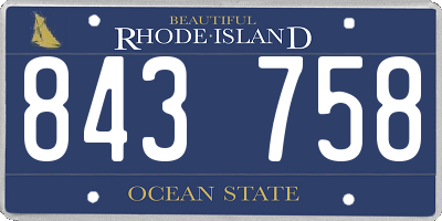 RI license plate 843758
