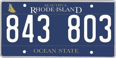 RI license plate 843803