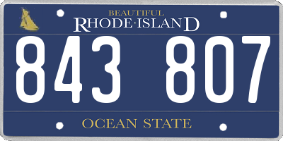 RI license plate 843807