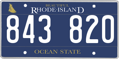 RI license plate 843820