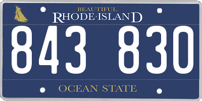 RI license plate 843830