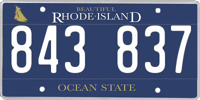 RI license plate 843837