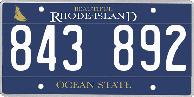 RI license plate 843892