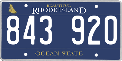 RI license plate 843920