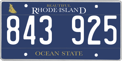 RI license plate 843925
