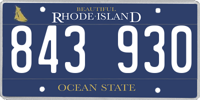 RI license plate 843930
